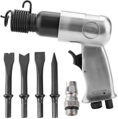 150mm Air Hammer Kit, 4500 BPM Heavy-Duty Pneumatic Hammer | 4 Professional Chisels, Extended Stroke Air Chisel Tool, Automotive Metal Work, Rust Removal, Concrete Scraping in Kuwait