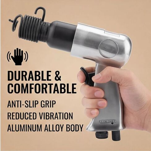 150mm Air Hammer Kit, 4500 BPM Heavy-Duty Pneumatic Hammer | 4 Professional Chisels, Extended Stroke Air Chisel Tool, Automotive Metal Work, Rust Removal, Concrete Scraping in Kuwait