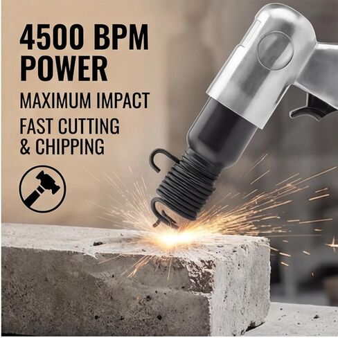 150mm Air Hammer Kit, 4500 BPM Heavy-Duty Pneumatic Hammer | 4 Professional Chisels, Extended Stroke Air Chisel Tool, Automotive Metal Work, Rust Removal, Concrete Scraping in Kuwait