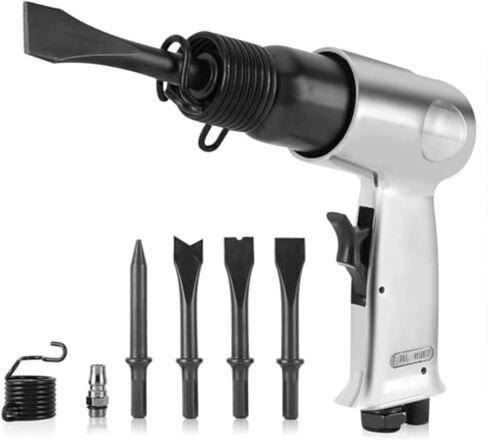 150mm Air Hammer Kit, 4500 BPM Heavy-Duty Pneumatic Hammer | 4 Professional Chisels, Extended Stroke Air Chisel Tool, Automotive Metal Work, Rust Removal, Concrete Scraping in Kuwait