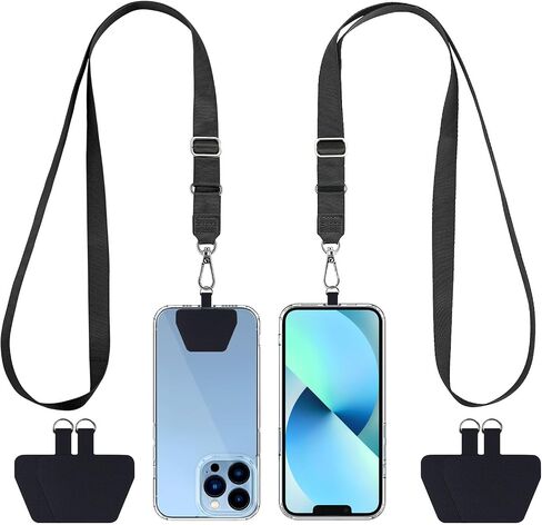 CACOE Phone Lanyard 2 Pack-2 × حزام رقبة قابل للتعديل، 4 × رقع هاتف، حبال هاتف محمول عالمية، حبال هاتف متعددة الوظائف متوافقة مع معظم الهواتف الذكية (أسود + أخضر) in Saudi Arabia