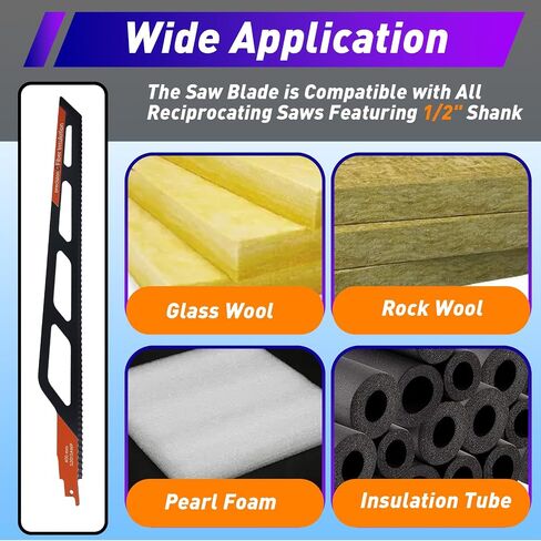 2-Pack 16"(400mm) PRO Fibre Insulation Reciprocating Saw Blade | Insulating Saw Blades, for Mineral Wool, Foam, Various Soft Materials in Kuwait