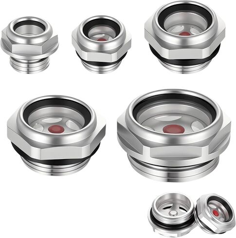 5 Pack Oil Sight Glass 1/4 1/2 3/4 3/8 1''Male Threaded Aluminum Alloy Sight Glass Oil Indicator Window Oil-Liquid Level Gauge Sights Tool for Replacement Air Compressor Fittings | Aluminum Alloy Sight Glass, Oil Indicator Window, Oil Liquid Level Gauge,  in Kuwait