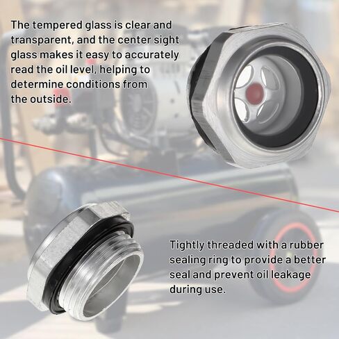 5 Pack Oil Sight Glass 1/4 1/2 3/4 3/8 1''Male Threaded Aluminum Alloy Sight Glass Oil Indicator Window Oil-Liquid Level Gauge Sights Tool for Replacement Air Compressor Fittings | Aluminum Alloy Sight Glass, Oil Indicator Window, Oil Liquid Level Gauge,  in Kuwait