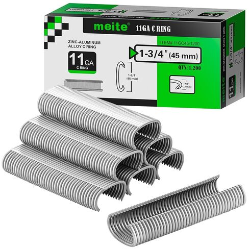 meite 11 Gauge Hog Rings, Galvanized 1-1/2" Crown 1,200 Counts | 11GA Hog Ring Staples 1-3/4" Outer Crown for meite MT-HC45 Hog Ring Pliers, Ideal for Gabions, Barbed Wire and Rebar in Kuwait