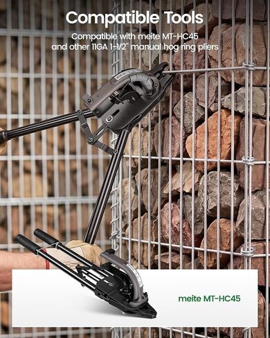 meite 11 Gauge Hog Rings, Galvanized 1-1/2" Crown 1,200 Counts | 11GA Hog Ring Staples 1-3/4" Outer Crown for meite MT-HC45 Hog Ring Pliers, Ideal for Gabions, Barbed Wire and Rebar in Kuwait