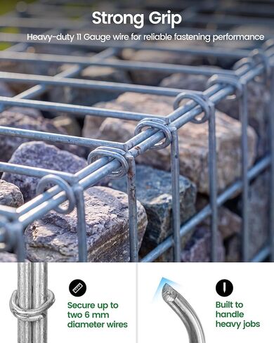 meite 11 Gauge Hog Rings, Galvanized 1-1/2" Crown 1,200 Counts | 11GA Hog Ring Staples 1-3/4" Outer Crown for meite MT-HC45 Hog Ring Pliers, Ideal for Gabions, Barbed Wire and Rebar in Kuwait