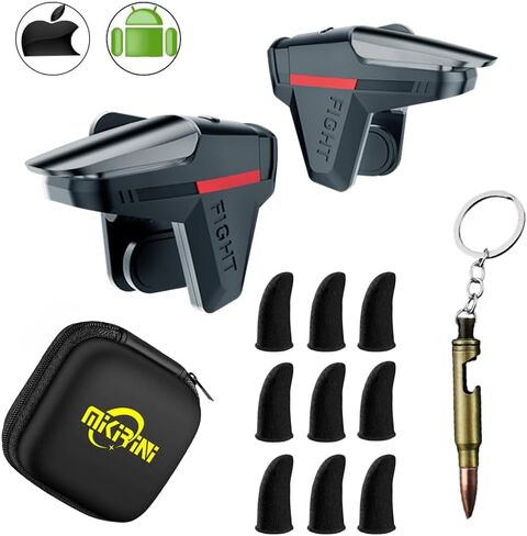 13 in 1 PUBG Mobile Phone Gaming Controller for Android Phone & iPhone | For Pubg/Call of Duty/Fortnitee, 6 fingers operation, Max Phone Thickness 13mm, with gaming finger sleeves & Organizer in Saudi Arabia