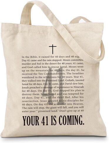 Christian Bible Verse Canvas Tote Bag, Your 41 is Coming Quote Totes, Aesthetic Canvas Tote Bags for Christian, Reusable Shopping Bags, Shoulder Bag for Casual Vacation Shopping Work in Saudi Arabia