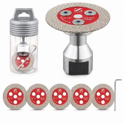 ZORUNNA 6 Pack 1.6" Mini Diamond Glass Cutting Disc with 1/4" Flange | Smooth Shallow Tile Cutting Blade, Chip-Free, for Detail Glass, Porcelain, Jade, Ceramic, DIY Art in Kuwait
