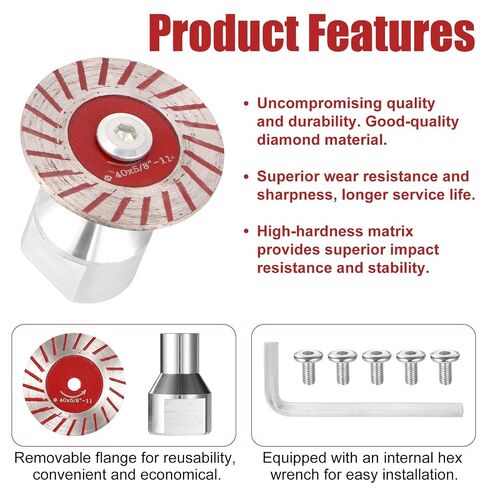 12pcs 1.57" Mini Diamond Saw Blades Set for Angle Grinder, Small Cutting Disc Cortar Ceramica Cutter Screws Hex Wrench & Reusable Removable Flange for Granite Stone Concrete Glass Tools in Kuwait