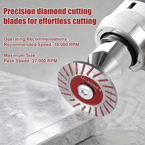 12pcs 1.57" Mini Diamond Saw Blades Set for Angle Grinder, Small Cutting Disc Cortar Ceramica Cutter Screws Hex Wrench & Reusable Removable Flange for Granite Stone Concrete Glass Tools in Kuwait