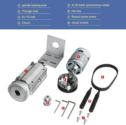 No powered Multi-function Lathe Chuck Spindle Assemblies | 895 Motor Rotary Lathe Woodworking Spindle Motor Chuck (3 Jaw 50mm) for CNC Lathe Grinder machine Table Saw in Kuwait