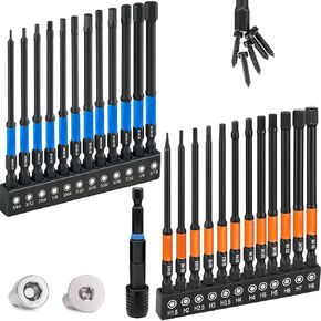 Allen Wrench Drill Bit Set 25pcs Hex Bit Set, Impact Driver Bit Set, Screwdriver Bit Set, Allen Wrenches Sets, 4" Long Metric&SAE 1/4" Hex Shank Magnetic Allen Key Drill Bits Sets with Storage Box in Kuwait
