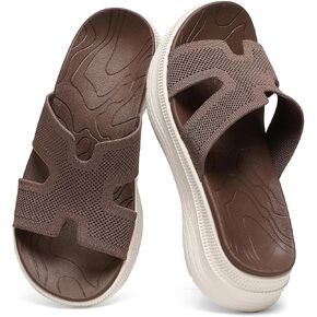 Slides for Women Orthopedic Arch Support Platform Walking Sandals Plantar Fasciitis Breathable Knit H-Strap Open-Toe Slip On Summer Beach Pool Sandals 2'' in Saudi Arabia