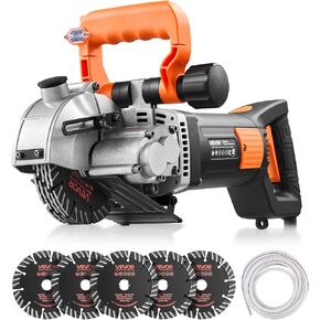 VEVOR Wall Chaser, 4800W Electric Wall Groove Cutting Machine, 6800 RPM Max Speed, Concrete Slotting Cutter with Guide Line, 5 pcs Blades, Adjustable Handle for Cutting Grooves in Brick, Concrete in Kuwait