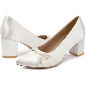 Women's Chunky Heel Pumps: 2.35" Heel Closed Pointed Toe with Bow & Cushioned Insole - Comfortable Slip On Work Dress Shoes for Business Office & Wedding in Kuwait