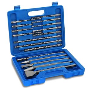 BeHappy 17Pcs SDS Plus Rotary Hammer Drill Bit Set,Concrete Drill Bit Kit with Carbide-Tipped Masonry Drill Bits and Chisels for Concrete, Stone, Brick, with Storage Case in Kuwait