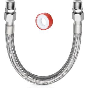 3/8" NPT Male X 20" Compressor Jumper Hose, 750°F / 450 PSI, Industrial-Grade Connector, Freely Rotating Stainless Steel Metal Hose (3/8" NPT Male, 20" length) in Saudi Arabia