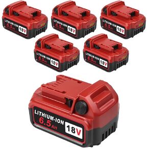 TeenPower Upgraded 6/pk 18V Replacement for Milwaukee M-18 Battery 6500mAh Replacement for Milwaukee 48-11-1820 48-11-1840 48-11-1850 48-11-1828 48-11-1862 48-11-1852 48-59-1812 48-59-1802 in Kuwait