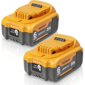 waitley 2 Pack 20V 6Ah Replacement Battery Compatible with Dewalt 20V Tool | Lithium-Ion Battery Compatible With Dewalt 20V Battery DCB200 DCD DCF DCG Series Cordless Power Tools Not Made in Dewalt in Kuwait