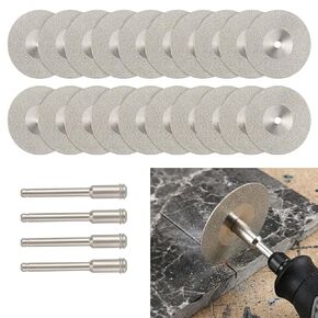 30mm Diamond Cutting Wheels, 20 PCS Tile Cutting Wheel with 4 Mandrels for Glass, Ceramic, Tile, Stone, Agate, Rock, Compatible Most Rotary Tools for DIY Craft in Saudi Arabia