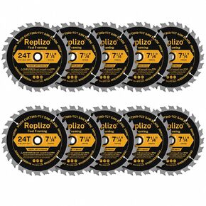7-1/4 Inch Circular Saw Blade 10 Pack, 24T Carbide Tipped Framing Saw Blades with 5/8 Inch Arbor, Fast Wood Cutting Blades for Hardwood, Softwood, Plywood, OSB and Lumber in Kuwait