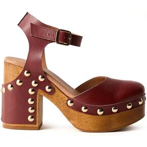 Platform Heeled Clogs for Women Studded Block Chunky Clogs with Ankle Strap Slingback Closed Toe Heels Outfit Daily Dress Shoes in Kuwait