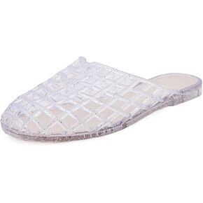 Women'S Transparent Jelly Slide Sandals Comfortable Soft Closed Toe Hollow Breathable Slip On Flat Mule Sandals Summer Fashion Vacation Party Beach Slippers in Kuwait