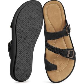Aomigoct Womens Comfortable Slide Sandals: Soft Insloe & Spilt Toe for Daily Wear - Adjsutable Buckle & Lightweight for Convenience in Summer in Saudi Arabia