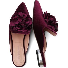 Fericzot Flowers Mules for Women Slip On Backless Flats Pointed Toe Comfortable Casual Shoes in Kuwait