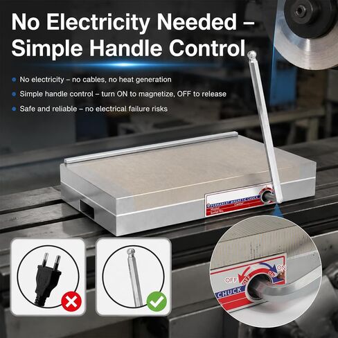 6"x12" Permanent Magnetic Chuck for Grinding Machine, N45 Strong Magnetic Chuck with 100-120N/cm² Holding Force, Waterproof Heavy-Duty Magnetic Chuck for Surface Grinder EDM Milling Machine in Kuwait