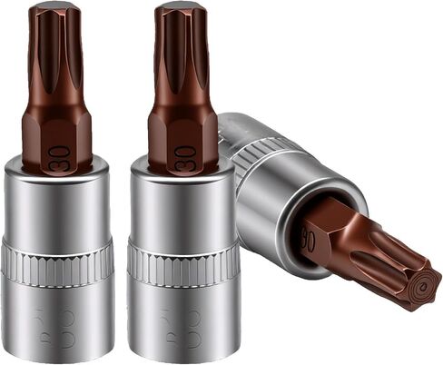 3pcs 1/4" Drive x T30 Torx Bit Socket | S2 Steel Bits, CR-V Star Socket Set, 38mm Length, For Ratchet Wrench/Impact Power Drills/Slide Bar in Kuwait