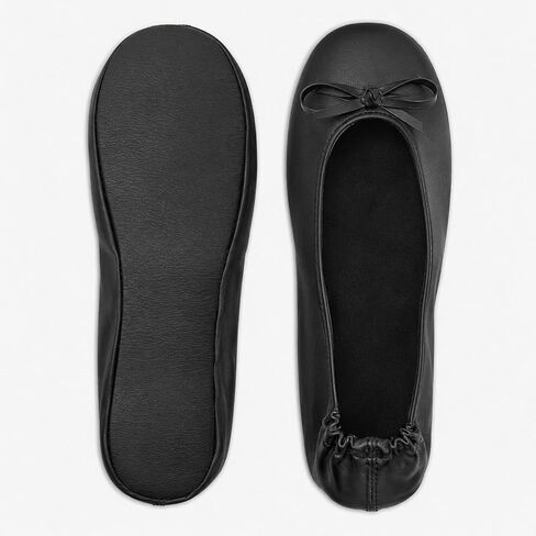 Foldable Flats for Women Black Fold Up-Flats for Travel Office, Ballet Flats Shoes for Purse, with Zipper Pouch, US 8-8.5 (248mm) in Kuwait