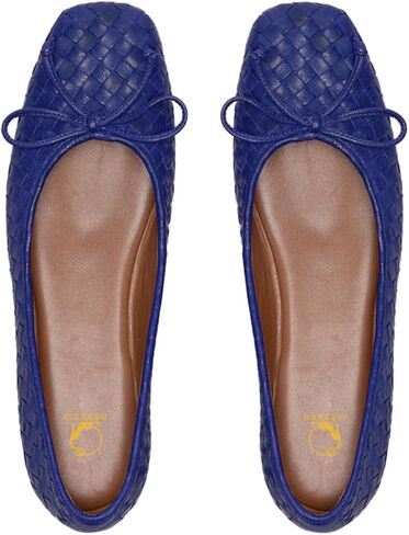 SHODENSE Women Flats Shoes Bow Square Closed Toe Ballet Flats Slip On Metallic Flat Shoe Matte Patent Leather Snakeskin Low Hidden Wedge Heel Office Work Shoes Driving Flats Club Church Fall 4-11 M US in Kuwait