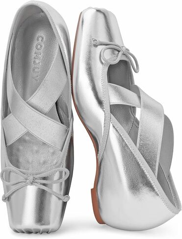 Womens Ballet Flats Square Toe Mary Jane Flat with Bow Detail Casual Shoes in Kuwait