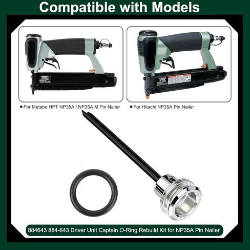 884643 Aftermarket Driver Complete for Hitachi NP35A NP 35A Pin Nailer, Replacement Driver Unit with O- Ring 884642 for Metabo HPT NP35A NP35AM Pin Nailer, Replaces Part no. 884-643, SP 884-643 in Kuwait