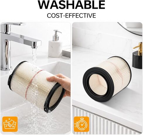 Replacement Filter for Craftsman Shop Vac 17816, Wet Dry Vac, 2 Pack | Compatible with 17816, 9-17816. Fits most 5 Gallon+ wet dry vacuums since 1988. Washable, reusable, and durable in Kuwait