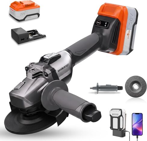 5" Angle Grinder Cordless Tool Fit Dewalt 20V Battery(Tool Only No Battery) | Power Electric Cut Off Tool, 10,000 RPM Brushless Motor, Variable Speed, Non-Slip Handle, for Cutting, Griding, Polishing in Kuwait