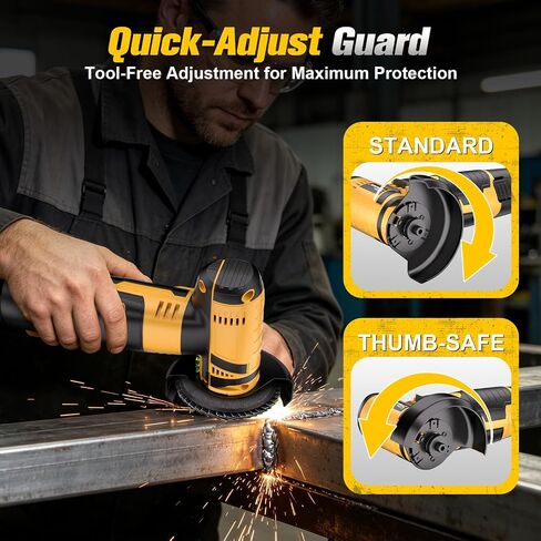 12V Cordless Angle Grinder, 3-Inch Mini Angle Grinder with 19500RPM Pure Copper Motor, 2 x 2000mAh Batteries & Grinding Discs, Lightweight Cutting Tool for Metal & Wood (YELLOW) in Kuwait