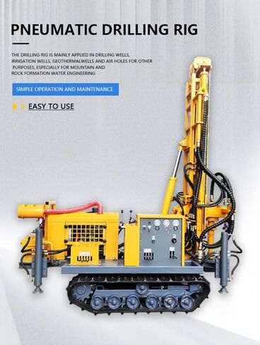 Crawler Borehole Drilling Rig Pneumatic Water Well and Rock Drill Machine with Air Compressor for Mining Quarry and Deep Drilling 150m to 300m Depth Customizable Design in Kuwait