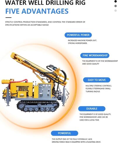 Crawler Borehole Drilling Rig Pneumatic Water Well and Rock Drill Machine with Air Compressor for Mining Quarry and Deep Drilling 150m to 300m Depth Customizable Design in Kuwait