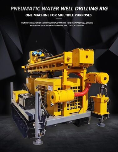 Crawler Borehole Drilling Rig Pneumatic Water Well and Rock Drill Machine with Air Compressor for Mining Quarry and Deep Drilling 150m to 300m Depth Customizable Design in Kuwait
