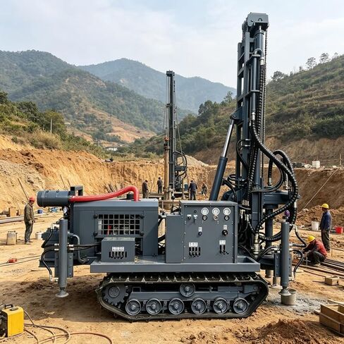 Crawler Hydraulic Borehole Drilling Rig with Mud Pump for Water Well Construction and Irrigation Projects 150m to 300m Depth Range Heavy Duty Customizable Options Available in Kuwait