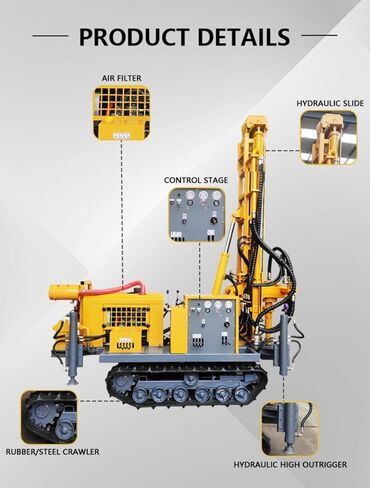 Crawler Hydraulic Borehole Drilling Rig with Mud Pump for Water Well Construction and Irrigation Projects 150m to 300m Depth Range Heavy Duty Customizable Options Available in Kuwait