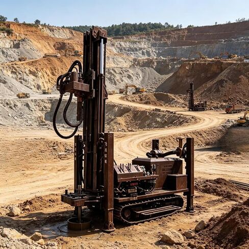 Crawler Rock Drilling Rig with Air Compressor for Quarry Mining and Deep Borehole Drilling, Water Well Drilling Machine 150m to 300m Depth Range High Efficiency Heavy Duty Customizable Design in Kuwait