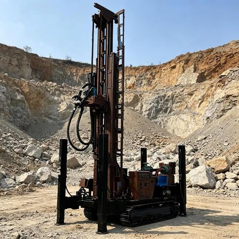 Crawler Pneumatic Rock and Water Well Drilling Rig with Air Compressor for Deep Borehole Drilling Mining Quarry Projects 150m to 300m Depth Range Heavy Duty Customizable Options Available in Kuwait