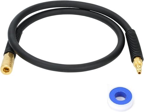 Air Compressor Whip Hose 3/8 Inch x 5 Feet Lead in Hybrid Hose with Fittings, Flexible and Kink Resistant, 1/4" Industrial Quick Coupler and Plug Kit - Black in Kuwait