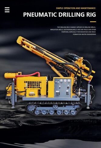 Crawler Borehole Drilling Rig Pneumatic Water Well and Rock Drill Machine with Air Compressor for Mining Quarry and Soil Drilling 150m to 300m Depth Range Customizable Design in Kuwait