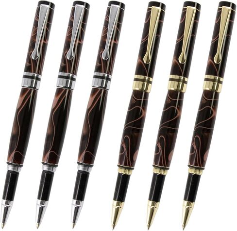 Legacy Woodturning, Classic Rollerball Pen Kits - Gold & Silver Variety, 6 Pack, Includes 3 Gold, 3 Chrome, Woodworking Project Kit in Kuwait